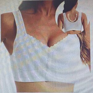 Moona Bra-NWT-Easy 4 Front Snap Closure-White Size Medium-Comfy-Cotton Blend